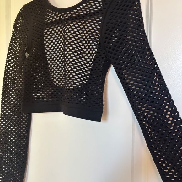Alo yoga knit top shirt Seamless Open Air Cover Up Black Size S - Picture 6 of 12